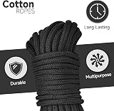 Aorgasms 3 Pack 8MM Black Cotton Rope 10M Cord for Crafts Bundling Hanging DIY view 2