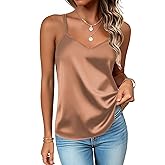 Zeagoo Silk Camisole Tops for Women 2026 V Neck Satin Tank Top Spaghetti Strap Cross Back Sleeveless Summer Blouses
