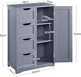 Yaheetech Bathroom Floor Cabinet Grey with 4 Drawers 1 Door Adjustable Shelf view 3