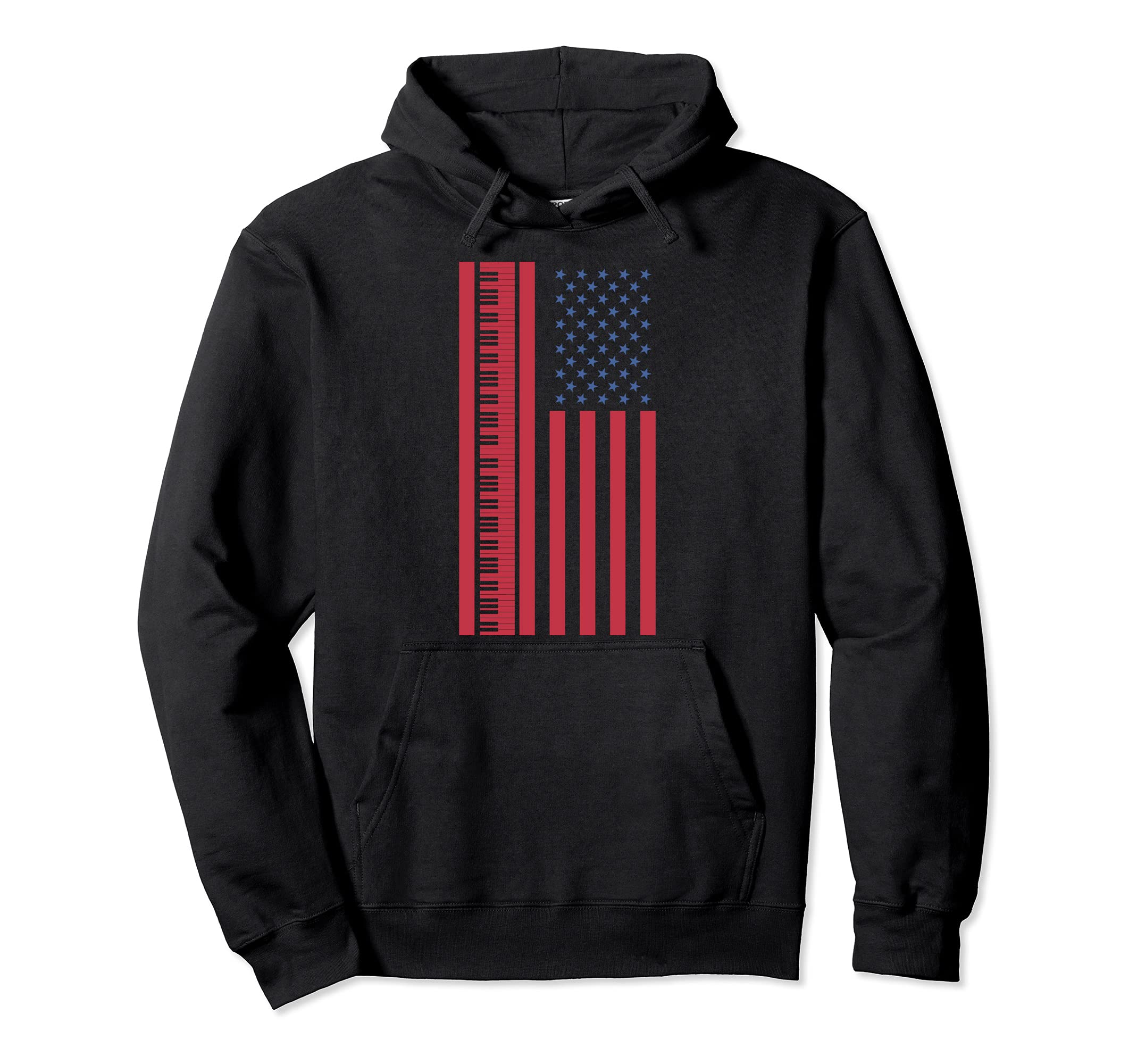 Patriotic Pianist Musician USA Flag Piano Keyboard Piano Pullover Hoodie