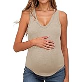 UNCLECAT Women's Maternity Tank Tops Summer V-Neck Sleeveless Pregnancy Clothes Casual Basic Shirt