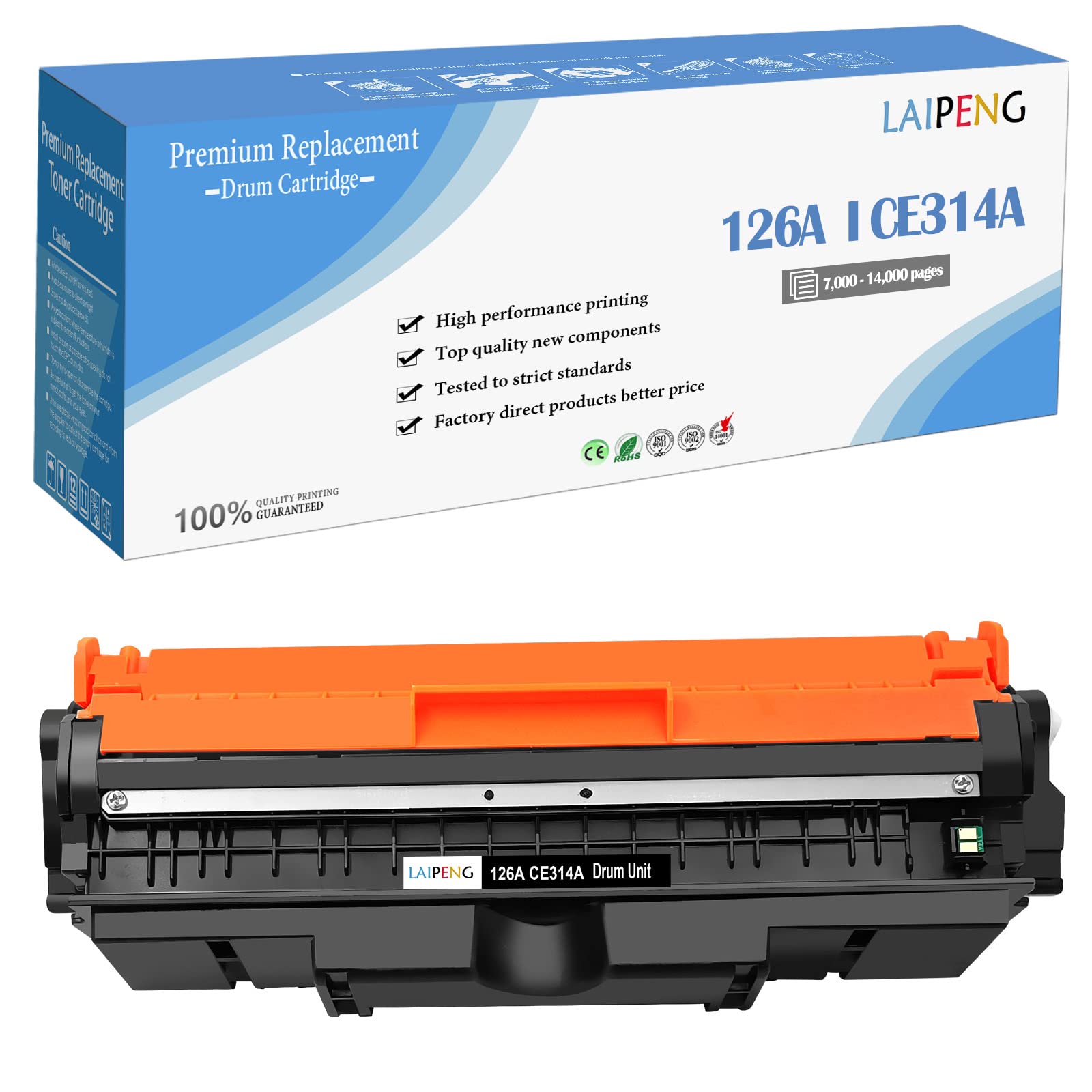 LAIPENG Compatible Drum Cartridge 126A CE314A Drum Unit for HP Color LaserJet Pro CP1025 CP1025nw MFP M175 M175a M175nw Pro M275 Printers High Yields 14000 Pages
