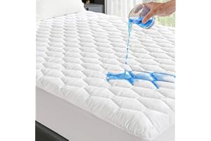 GRT Full Mattress Protector Waterproof, 100% Waterproof Quilted Fitted Mattress Pad, Noiseless Hollow Cotton Mattress Cover, fits up to 18" Deep, Dust Proof White