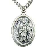 Westman Works Patron Saints Silver Tone Metal Pendant 3/4 Inch Long Italian Medal with Chain