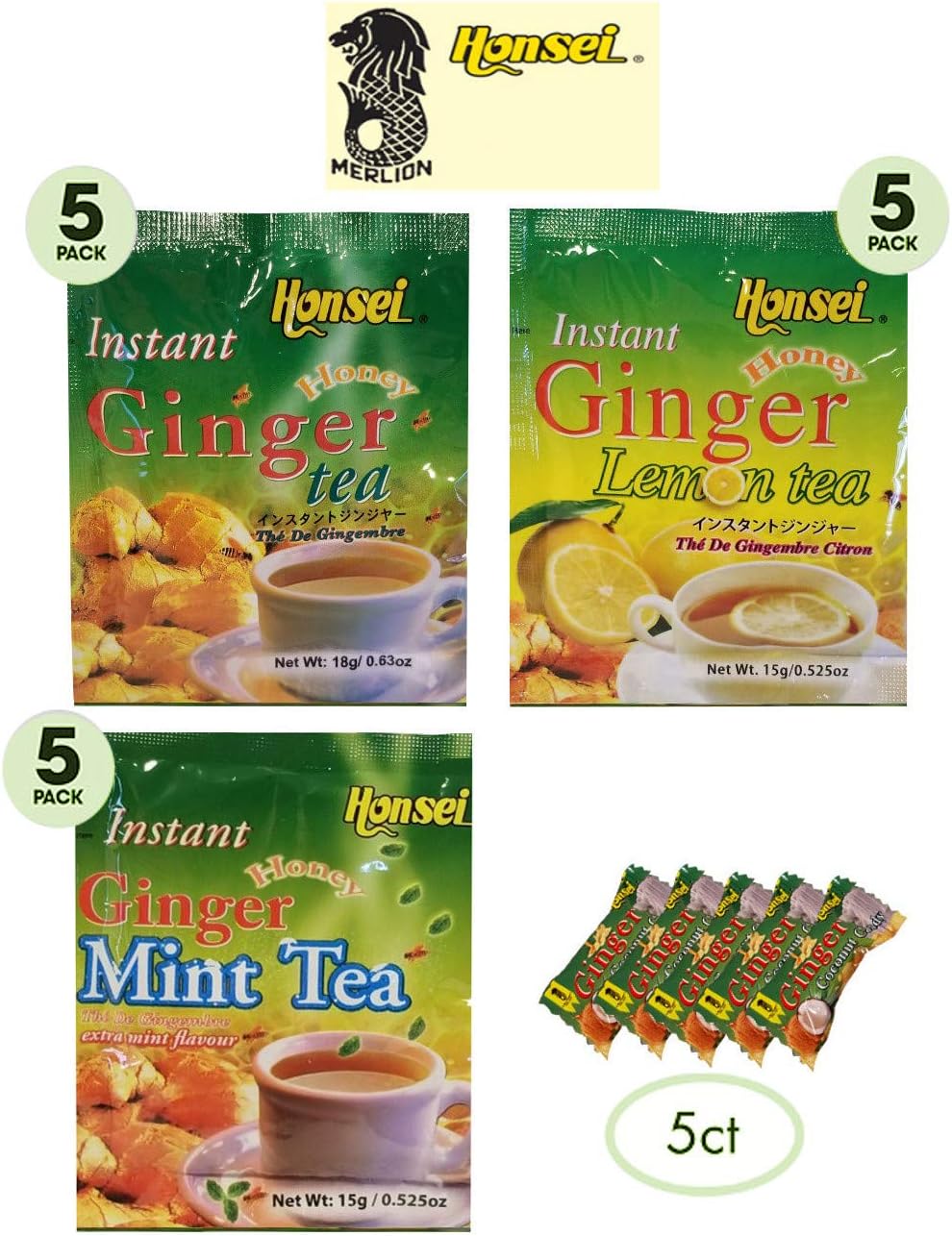 Seri's Choice "Honsei Honey Ginger Tea" Assorted Sampler 15 Packets
