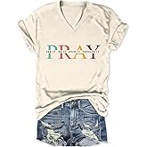 GOJEIOU Christian Tshirts for Women Pray On It Pray Over It Pray Through It Shirt V Neck Faith T Shirts Soft Cotton Tops