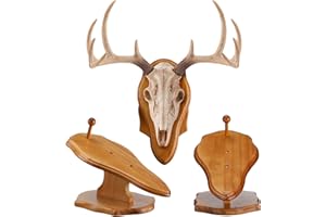Leinuosen 1 Set Deer European Skull Mount Kit Antler Skull Mounting Kit Wooden Display Mount for Hunting Trophy Wall Decorations (Dark Brown)