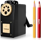ZMOL Heavy Duty Manual Hand Crank Pencil Sharpener, Desktop, Black | For Colored Pencils, No Mounting Required, 5 Adjustable Modes, Durable Alloy Blade, Ideal for Classroom, Office &amp; Artists