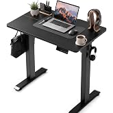 Claiks Electric Standing Desk, 32x19 Inch, Black | Small adjustable height for sit-stand, 156lbs capacity, Scratch-resistant surface, 3 memory presets, Cable management &amp; hooks