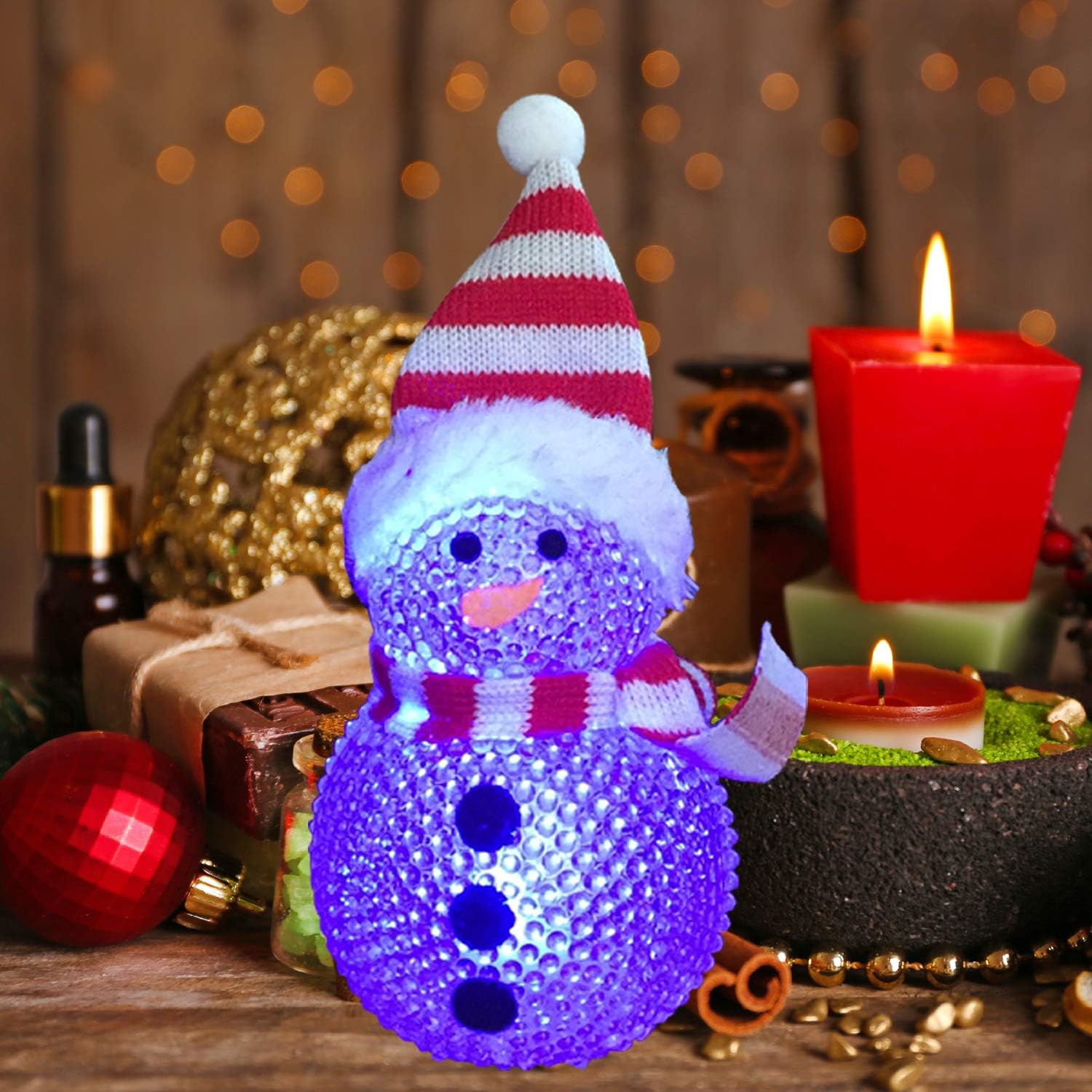 Led Snow Men Christmas Ornaments Diy Home Party Festival