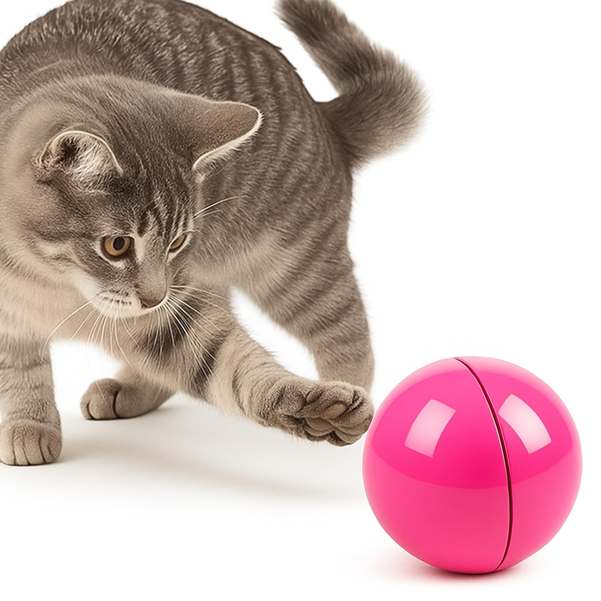 Cool Paws Premium Interactive Cat Toys Ball – Fun & Interactive Cat Toys for Indoor Cats | 360° Self-Rotating Ball with LED Light for Cats to Stimulate Hunting Instinct | USB Rechargeable Toy in Pink
