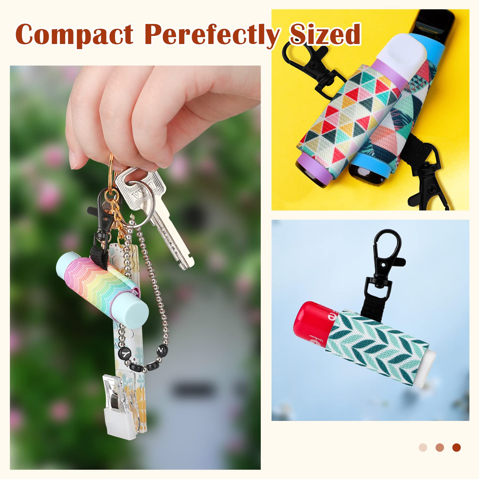 Sureio 10 Pack Lip Balm Holder Keychain Compact Clip On lipstick Lip Gloss Holder Keychain Elastic lipstick Sleeve Clip (Floral Style)