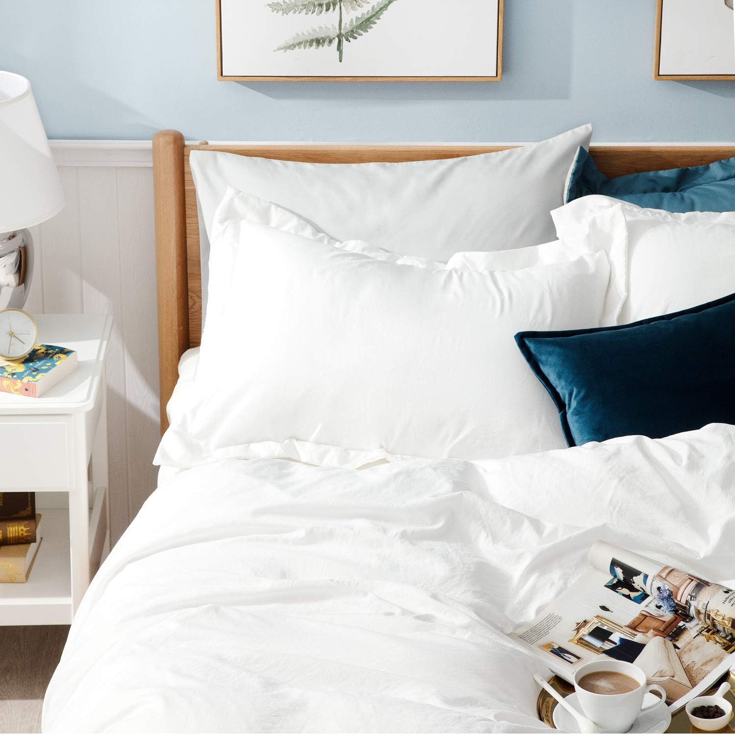 Bedsure White Duvet Covers Queen Size Set 90x90 Full Queen Size with Zipper Closure, Ultra Soft Comforter Cover Sets 3 Pieces (1 Duvet Cover + 2 Pillow Shams): Kitchen & Dining