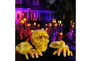 Linkowin Halloween Zombie Outdoor Decorations, Superior Zombie Groundbreaker with Head and Arms, Scary Zombie Props for Halloween Yard, Lawn, Graveyard, Green
