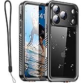 AICase Compatible with iPhone 17 Pro Max Case Waterproof, Clear Water Proof Built-in Screen Protector Shockproof Dustproof Snowproof Full Body Rugged Underwater Phone Case with Lanyard