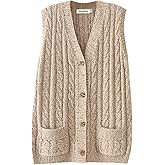 Aeneontrue Women's Sweater Vest Sleeveless Button Down Knitted Cardigan Outwear with Pockets