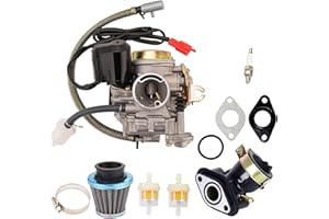 RYTIME GY6 50CC Carburetor for 49cc 4 Stroke Performance Engine 139QMA 139QMB PD18J Carb for Taotao Baja Roketa Sunl Kazuma Kymco Scooter Moped Go-kart Parts with Manifold Intake Kit
