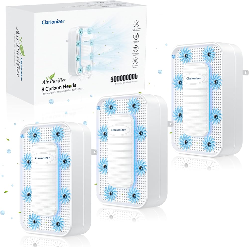 Air Ionizers for Home, 10 Times Efficiency Improvement, 99% Odor Eliminator for Pet Odors, Plug In Negative Ion Air Purifiers