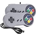 Rii Game Controller, SNES Retro USB Controller, Classic Gamepad Joystick, PC Super Classic Joypad Gamestick for PC, Raspberry Pi, Windows MAC Liunx, Android GP100 (Grey, 2 Pack)