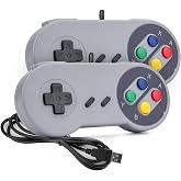 Rii Classic Retro USB Wired Game Controller for PC Gaming, Grey, 2 Pack | Game Emulator Controller, Compatible with Raspberry Pi, Windows, Mac, Linux, Android, Ergnomic design, plug and play