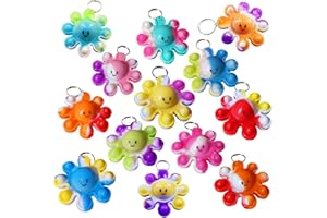 Roaqua 30 Packs Bulk octopus Mini Pop Keychain,Birthday Party Favors Supplies Fidget for Kids, Smmuer Student Prizes Gifts
