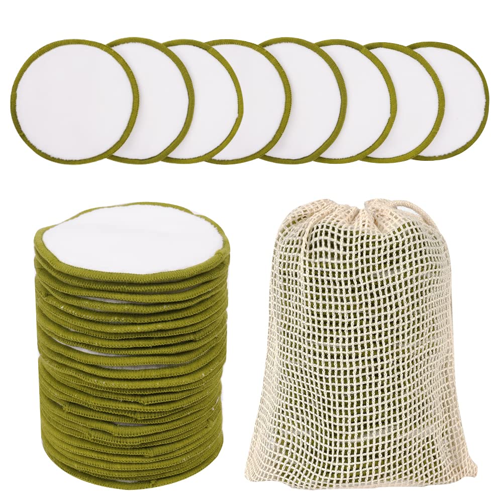 LOPHE 24 Pcs Reusable Makeup Remover Pad Set, Eco-Friendly Premium Velvet Face Cleaning Pads with Mesh Laundry Bag, Washable Makeup Remover Cloth for All Skin Type Face Skin Cleaning Gift for Women