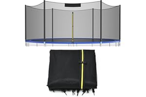GYMAX Trampoline Net, Trampoline Enclosure for 8 10 12 14 15 16Ft Round Trampoline with Double-Headed Zippers & Buckles, Weat