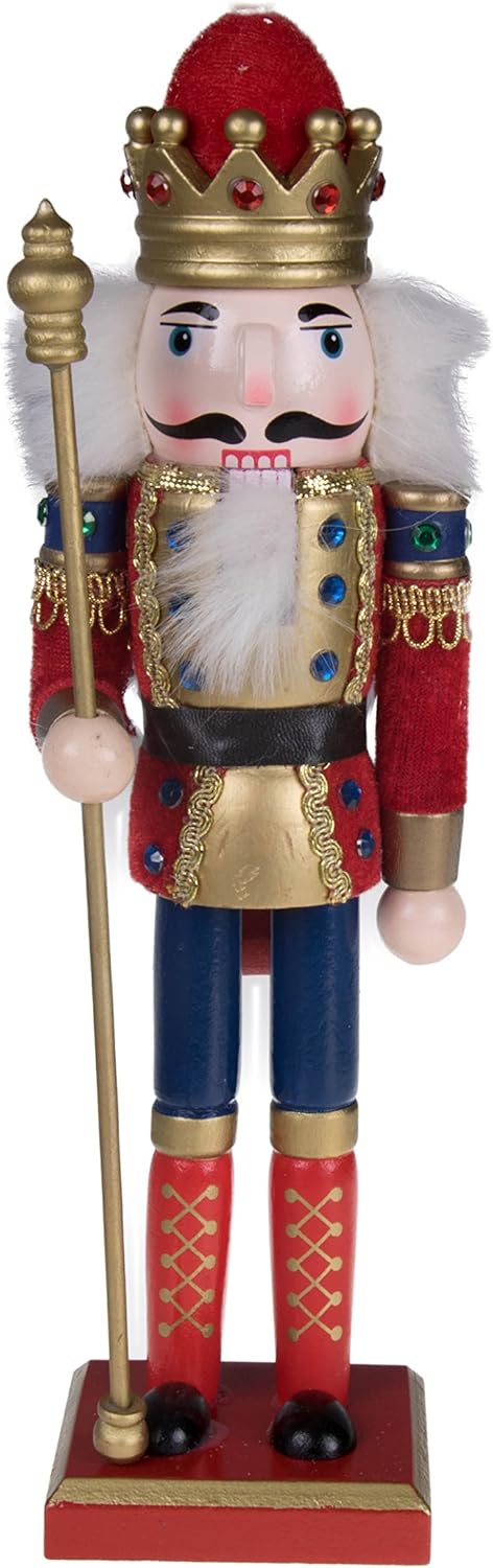 Nutcrackers - Clever Creations Red Prince 12 Inch Traditional Wooden Nutcracker, Festive Christmas Décor for Shelves and Tables