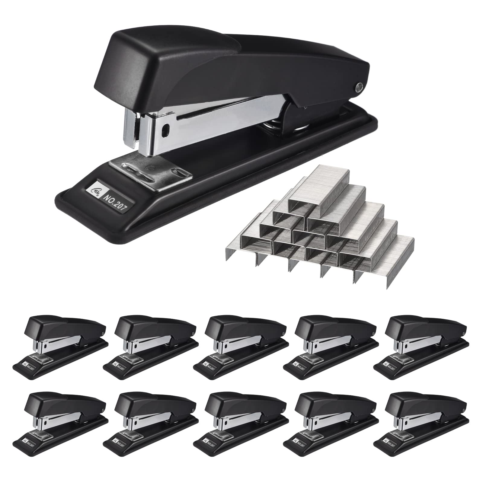 PATIKIL 10 Pieces Desktop Staplers with 6000 Staples, Standard Desk Staplers Office Stapler 25 Sheet Capacity(26/6) for Office, Home, Black