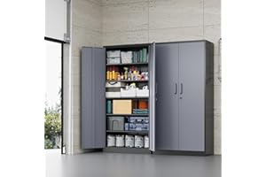 Letaya Metal Storage Cabinets with Lock, 71" Tall Locker Organizer Steel Cabinets,5 Adjustable Layers Shelves 2 Doors for Hom