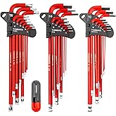 TOMMARS Allen Wrench Sets, SAE, Metric &amp; Torx, Magnetic Ball End T-Handle | Magnetic Ball End, S2 Steel, T-Handle, SAE(1/16"-3/8"), Metric(1.5mm-10mm), TORX(T10-T50)