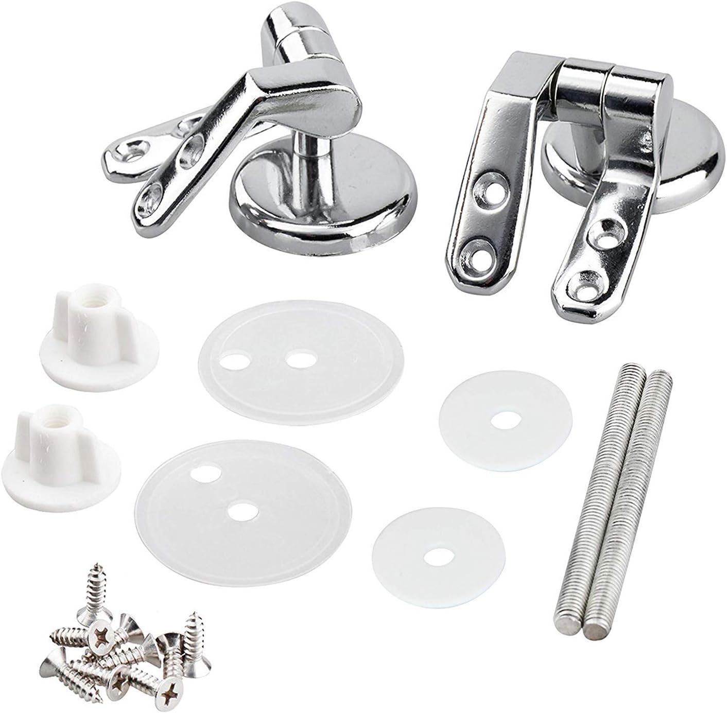 ZFYQ Replacement Toilet Seat Fittings, Zinc Alloy Toilet Seat Hinges Replacement for Wood Resin, MDF, Including Fittings - Image 4
