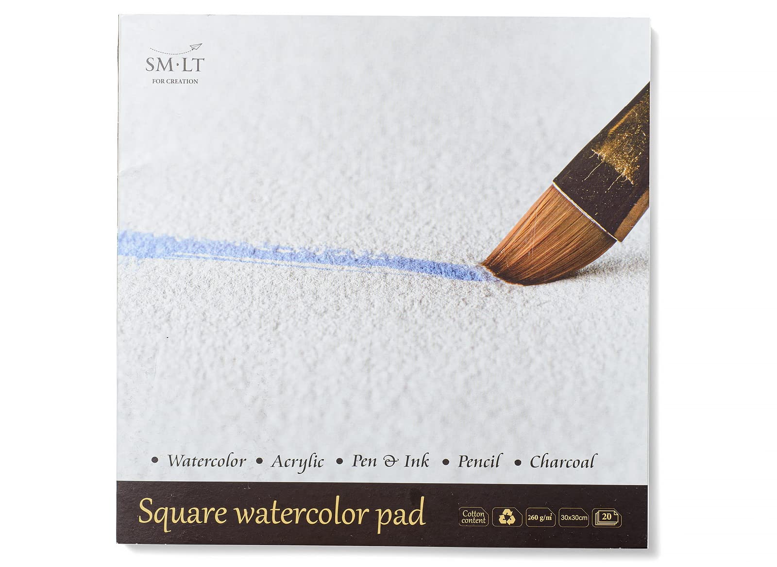SM. LT English Watercolor Pads Square as 20 (260) Watercolour Paper 260gsm White 100% Recycled Cotton Age, and Acid- Paper 20 Sheets
