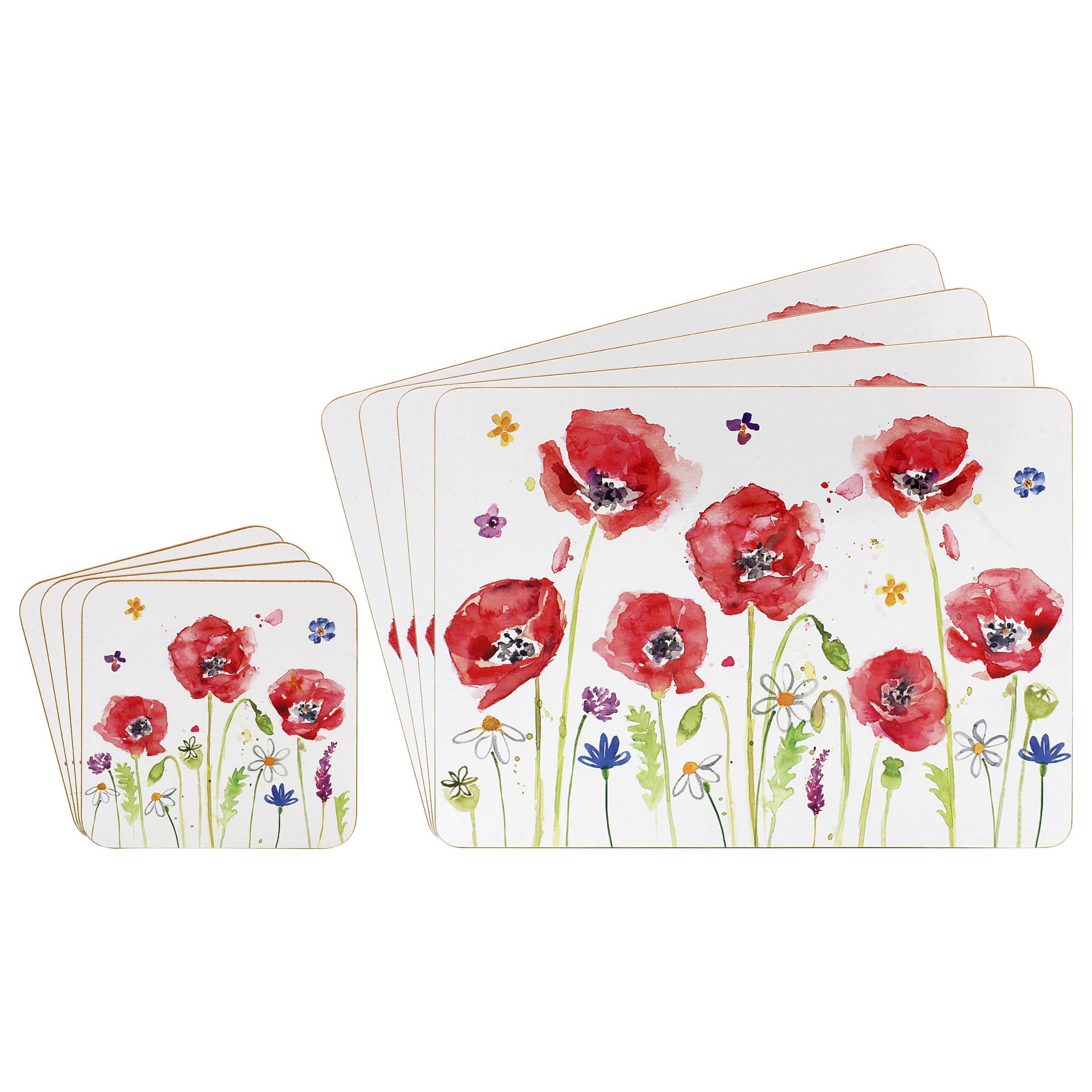 The Leonardo Collection LP94604 Poppy Field Floral Place Mats (Set of 4)