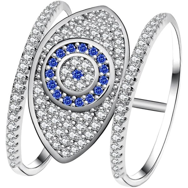 PEIMKO 925 Sterling Silver Evil Eye Ring For Women - Cubic Zirconia Protection Talisman