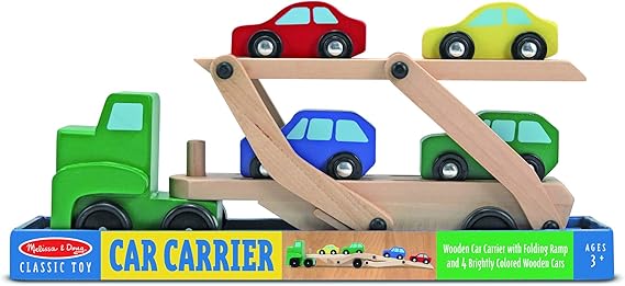 melissa and doug wooden car transporter