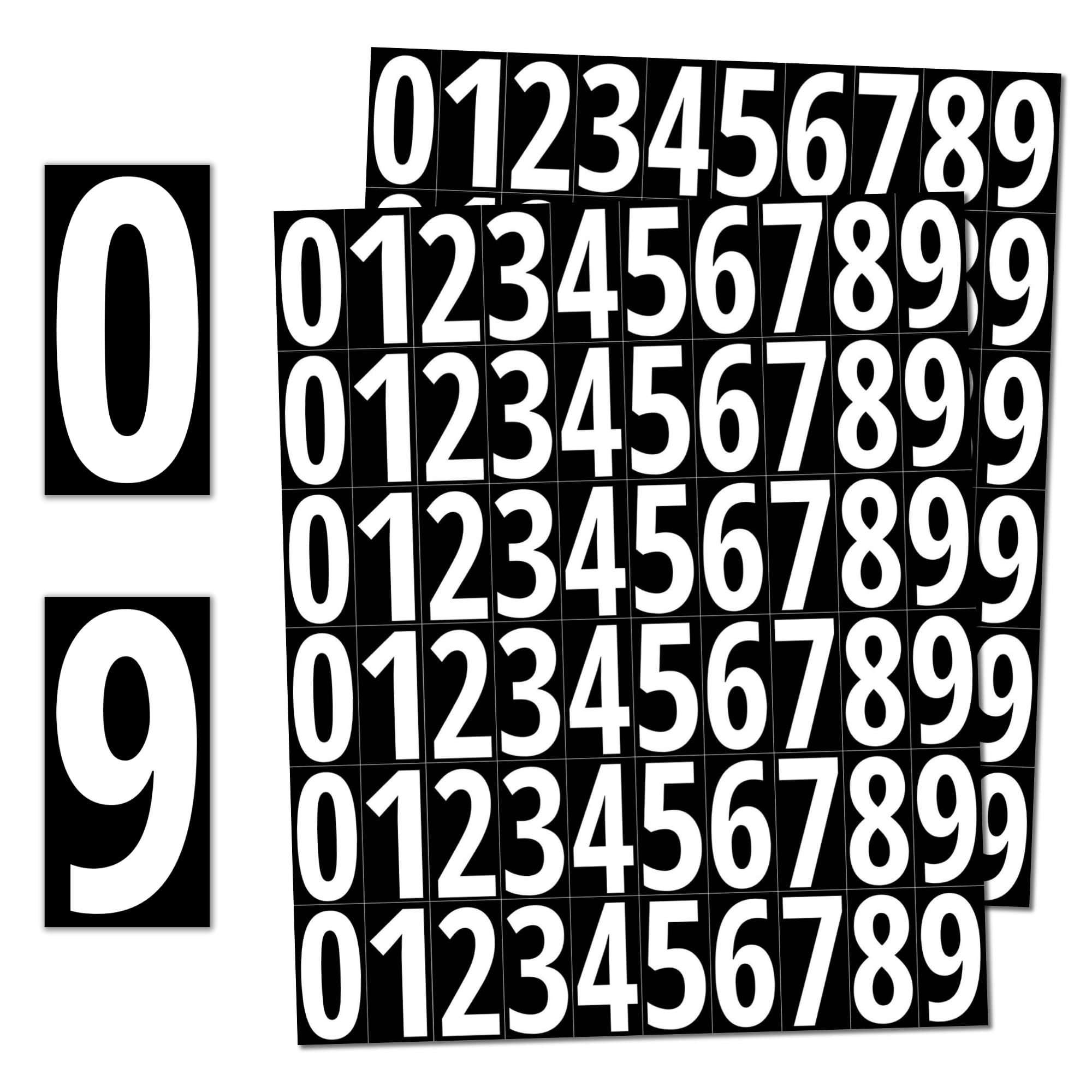 600 Pieces, 25mm - Number Stickers, Waterproof Vinyl Stick On Numbers - White Numbers