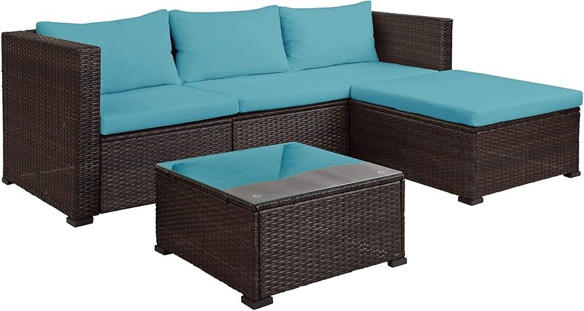 Amazon Com Teeker 3 Pieces Patio Furniture Set Pe Rattan