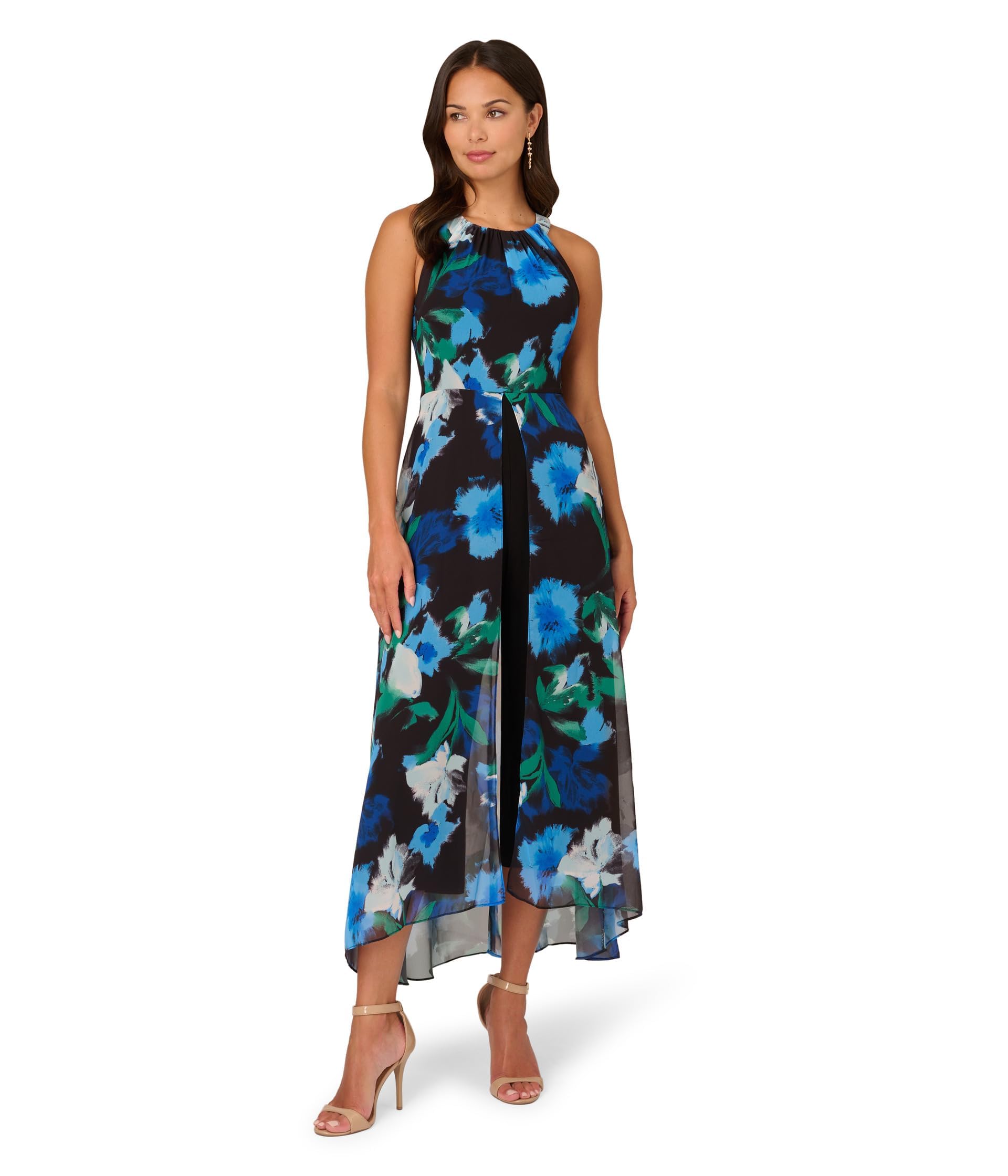 Photo 1 of Adrianna Papell Women's Floral Print Jumpsuit, Black Multi, 6 6