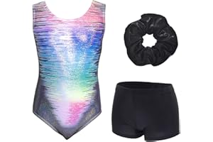 Aosva Gymnastics Leotards for Girls One-piece Sparkle Colorful Rainbow Dancing Athletic Leotards Set 2-14Years