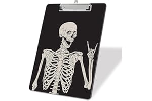 ZAXMEY Plastic A4 Clipboards, Cute Clipboard Stardard Letter Size for Teacher, Kids, Lightweight Clip Board, Decorative Clip Boards, Office Clipboard, School Supplies, Skeleton