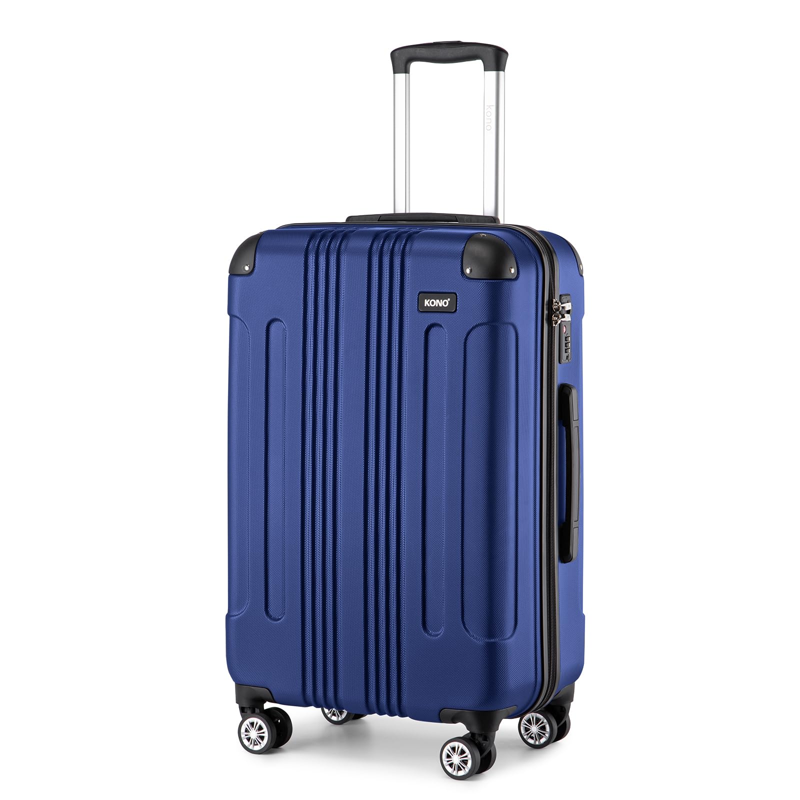 Kono 24 Inch Medium Hard Shell Luggage ABS+PC Lightweight Suitcase with 4 Wheels Spinner Business Trip Trolley Case Suitcase (Navy)