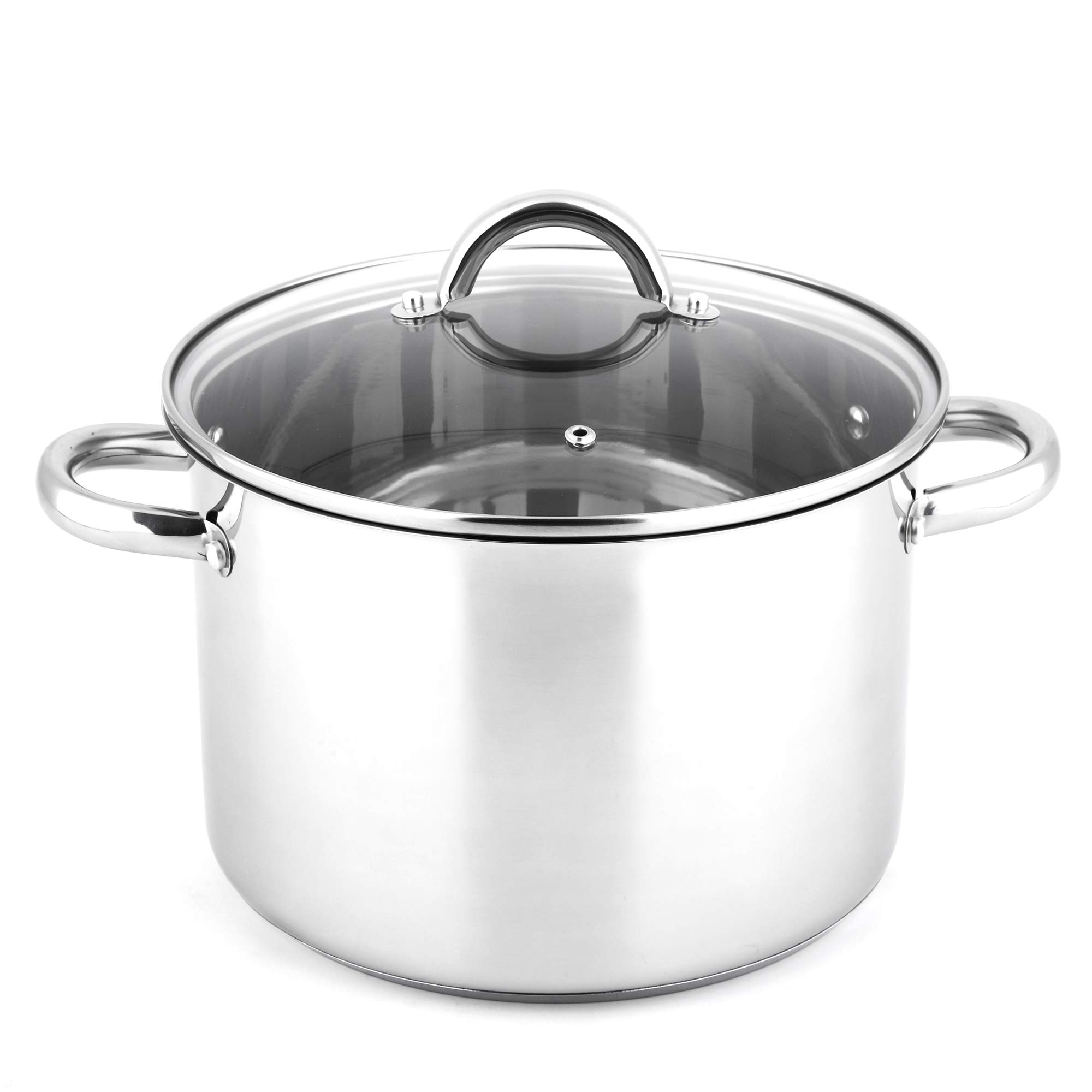 Jean-Patrique Professional Cooking Stainless Steel Induction Stockpot with lid | Durable with Handles - 24cm 9 litres