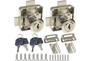 DCZONIHUP Cabinet Double Door Lock Drawer Lock Safety Lock [Keyed Alike] Double Deadbolt-Door Lock [Installation on The Right Side Door] Drilling Diameter 3/4"/19mm for (3/5"/15mm -7/8"/22mm) Door Panels（2pcs