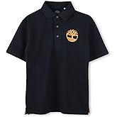 Timberland Boys School Uniform Short Sleeve Pique Cotton Knit Polo Shirt, Kids Button Closure Premium Breathable Polo