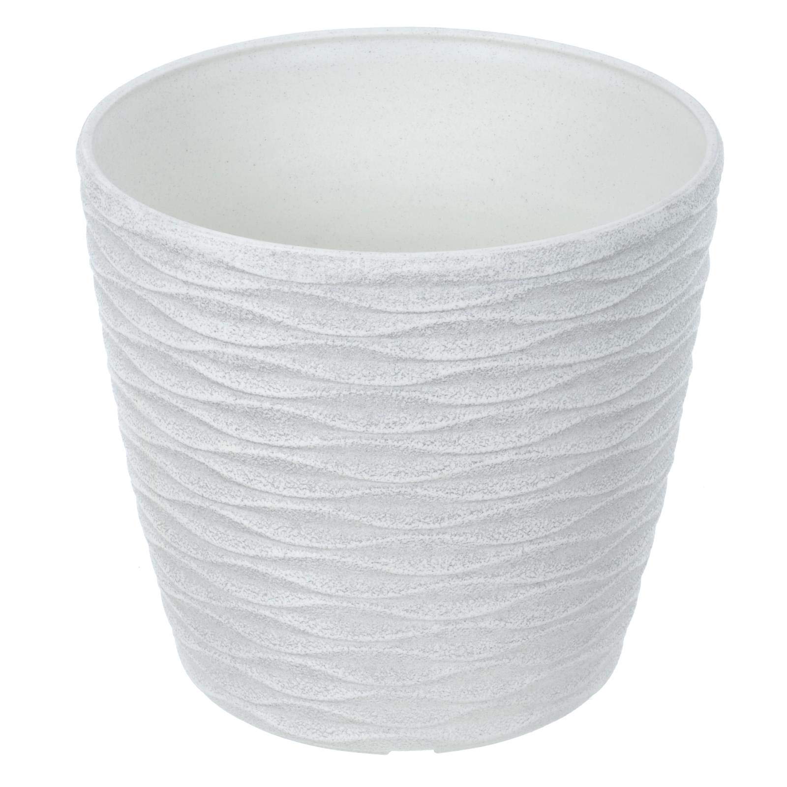 Hodge and Hodge Plastic Plant Pot Weave Effect Flower Planters Indoor Outdoor - Off White 18cm