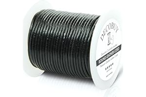 DECOBUY Leather Cord for Jewelry Making, Round Cording 1.5 mm Rope, 27 Yards Used for Crafts, Necklace String, Braiding - Black