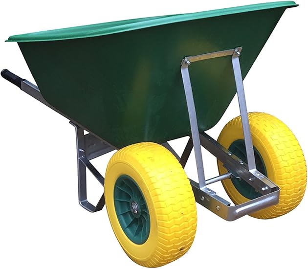 Brouette 200l Twin Vert De Roue Avec 150 Mm De Large Roues Fatboy Brouette Anti Crevaison Livre Monte Amazon Fr Bricolage