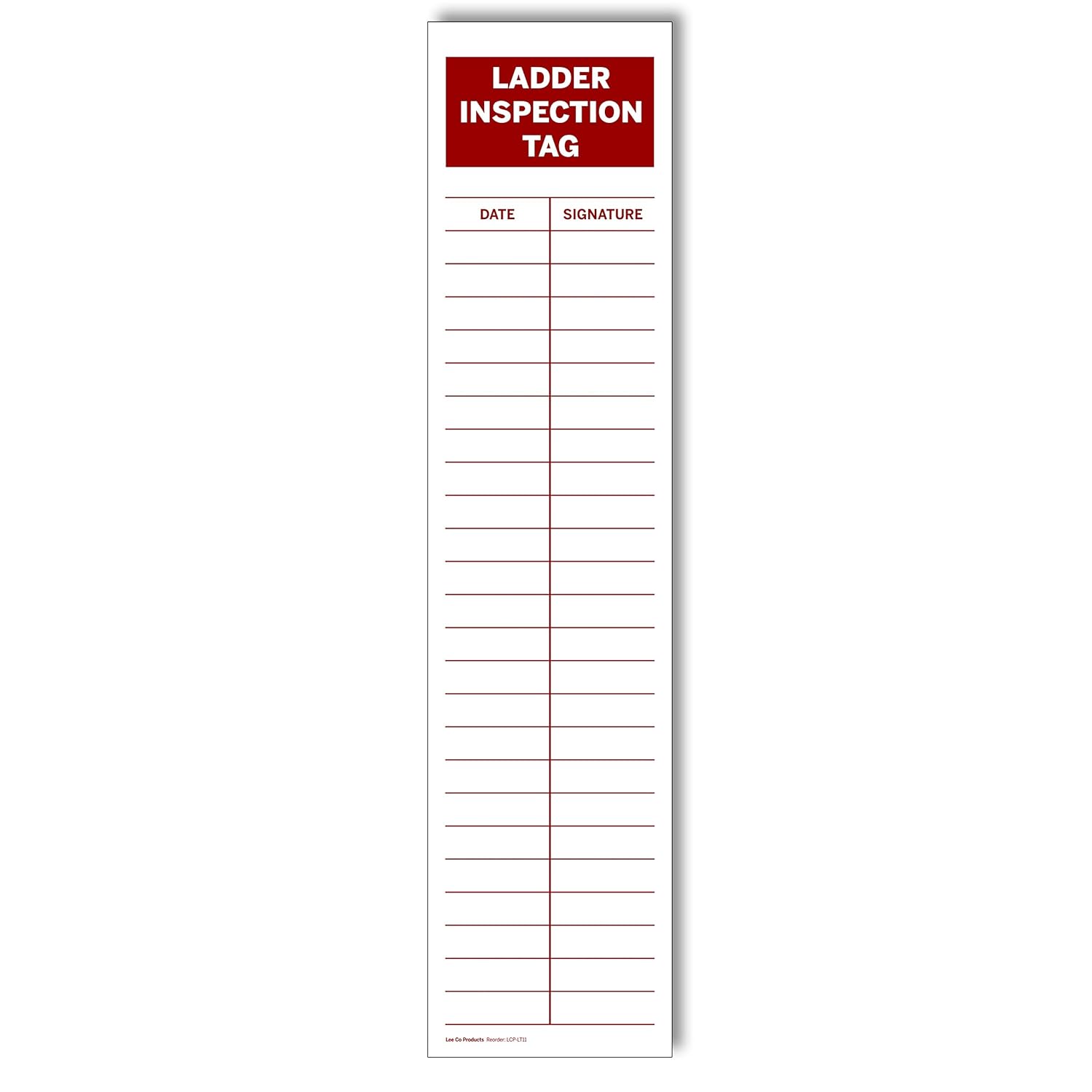 Ladder Inspection Tag 8 5 x 2 in High Visibility Red on White Vinyl Ladder Inspection Tag 8 5 x 2 in High Visibility Red on White Vinyl