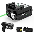 Gmconn Pistol Green Red Laser Light Combot, 350 lm Gun Flashlight with Strobe Mode Green Red Laser for Handgun,Compact Rail Mount Tactical Flashlight, USB Rechargeable Weapon for Pistols (Green Laser)